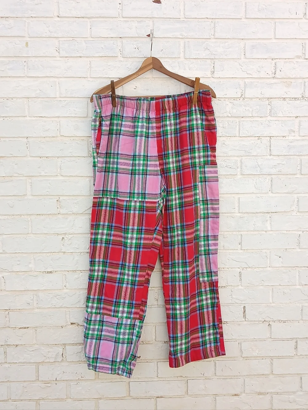 Lands' End Plaid Patchwork Pajama Pants Size Medium